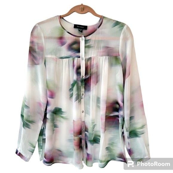 Karen Kane WatercolorFloral Print Georgette Tunic Blouse Size Small - Picture 1 of 11